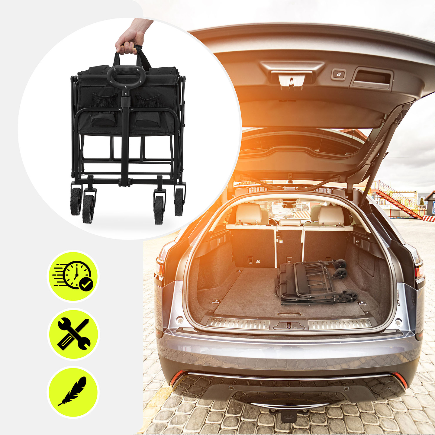 Cadeira de rodas de praia dobrável HyperMotion - preta, 80 kg