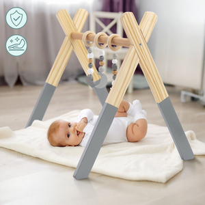 Suporte educativo de madeira Baby Gym - cor cinzenta