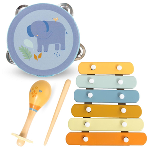 Conjunto de instrumentos para crianças com motivo de elefante