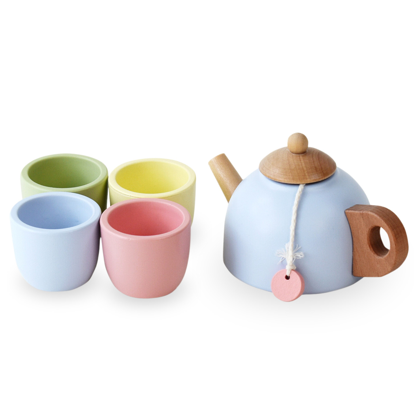 Serviço de chá em madeira com bandeja - 7 elementos