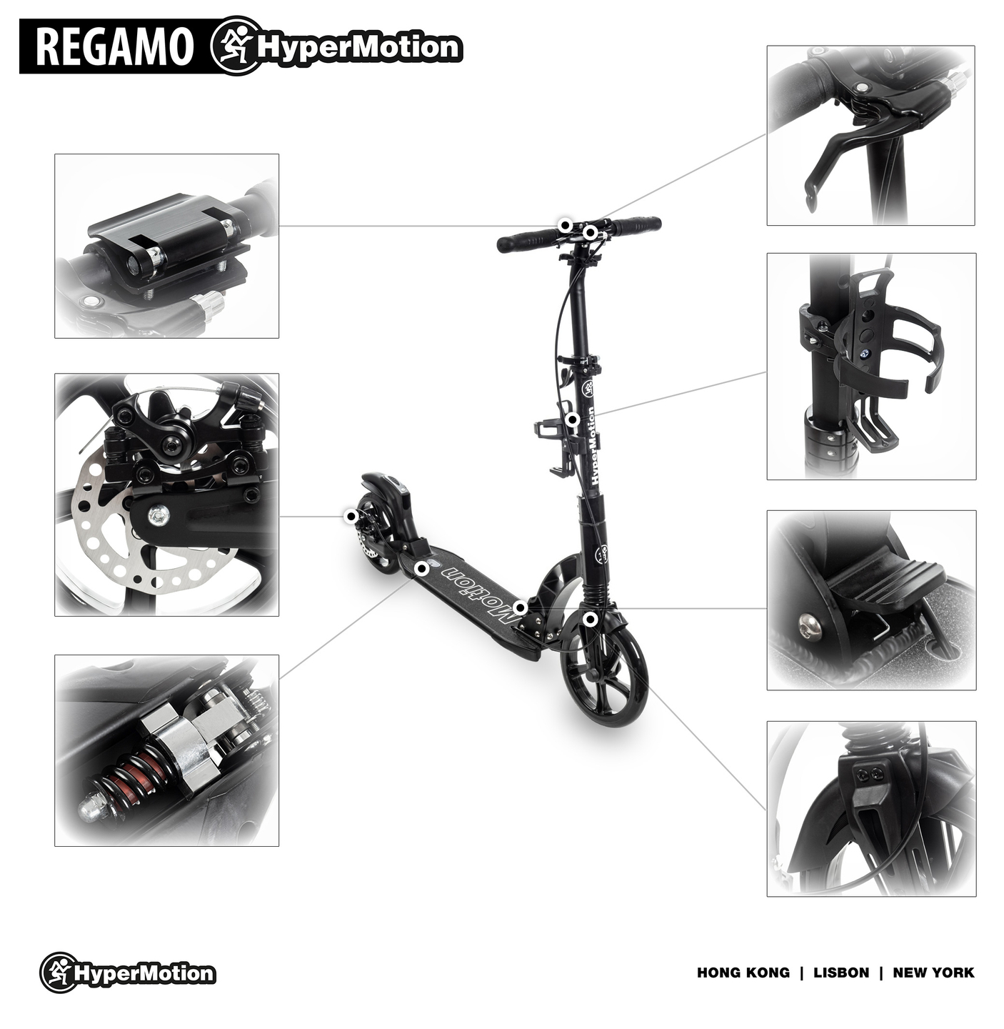Scooter adulto HyperMotion REGAMO - preto