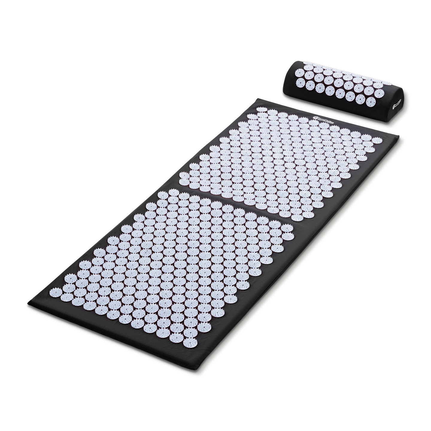 Tapete de acupressão grande com almofada e capa - 130 cm HyperMotion preto e branco