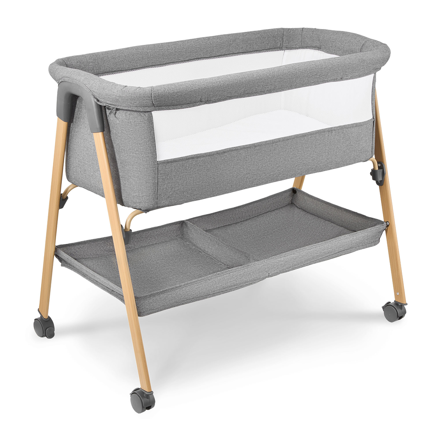 Berço de bebê independente, berço de viagem, moisés com colchão - cinza