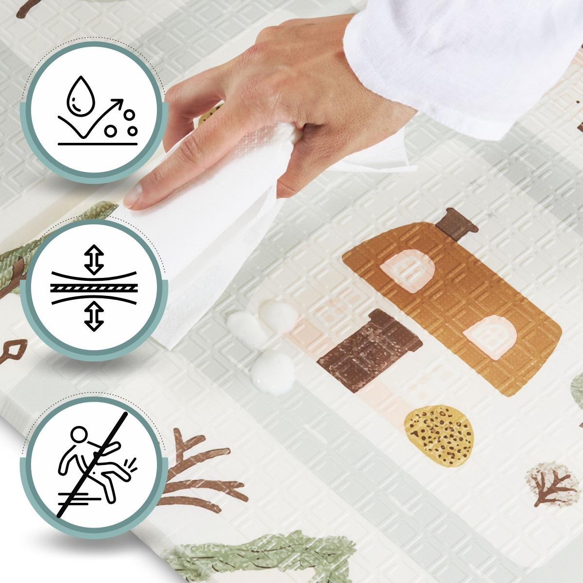 Tapete de espuma dobrável de dupla face 180 x 120 x 1cm - Charming Town/Sand Beige