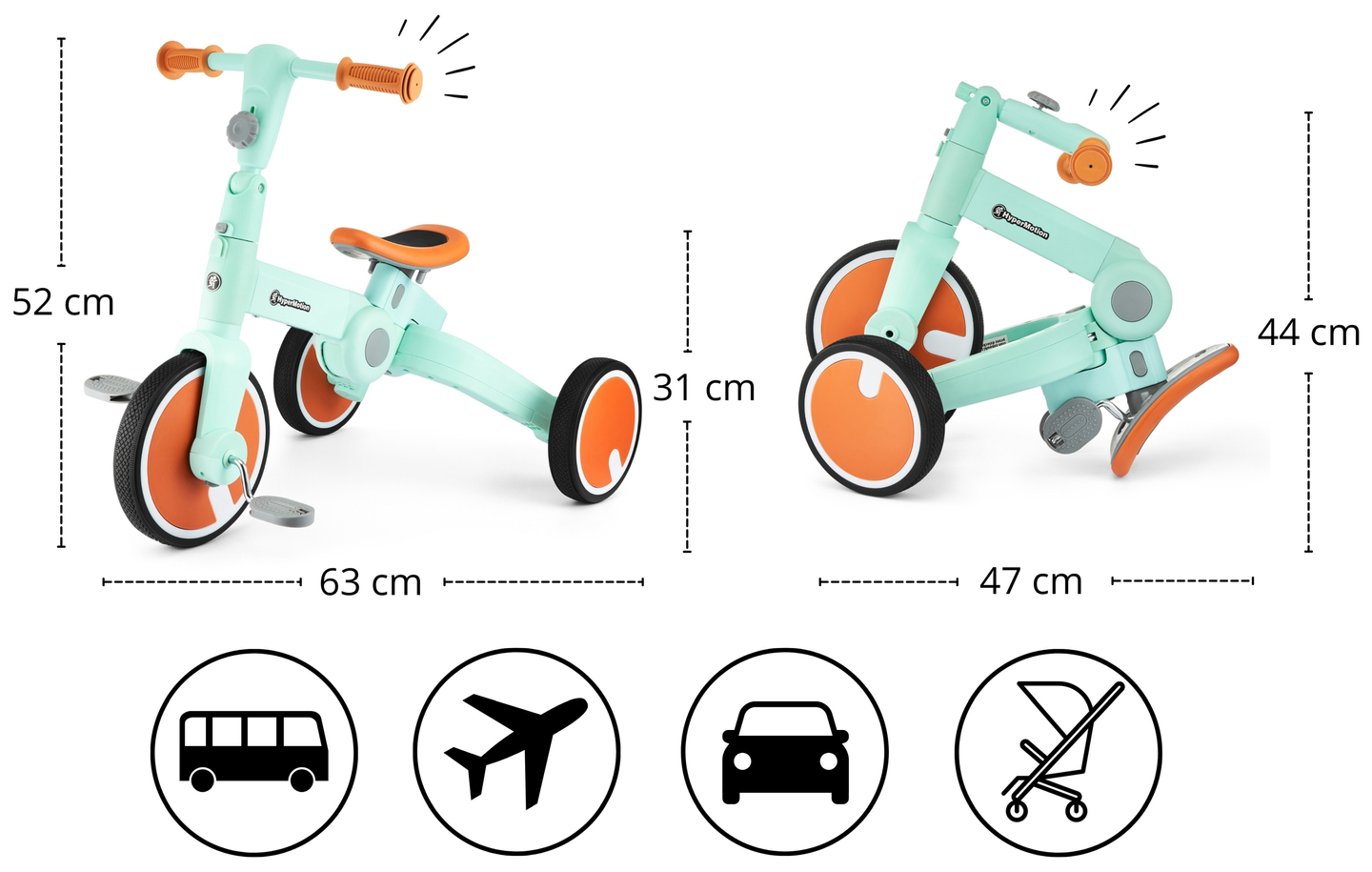 Tobi ROCKET - Triciclo infantil, bicicleta de equilíbrio, passeio - empurrador - 5 em 1 da HyperMotion