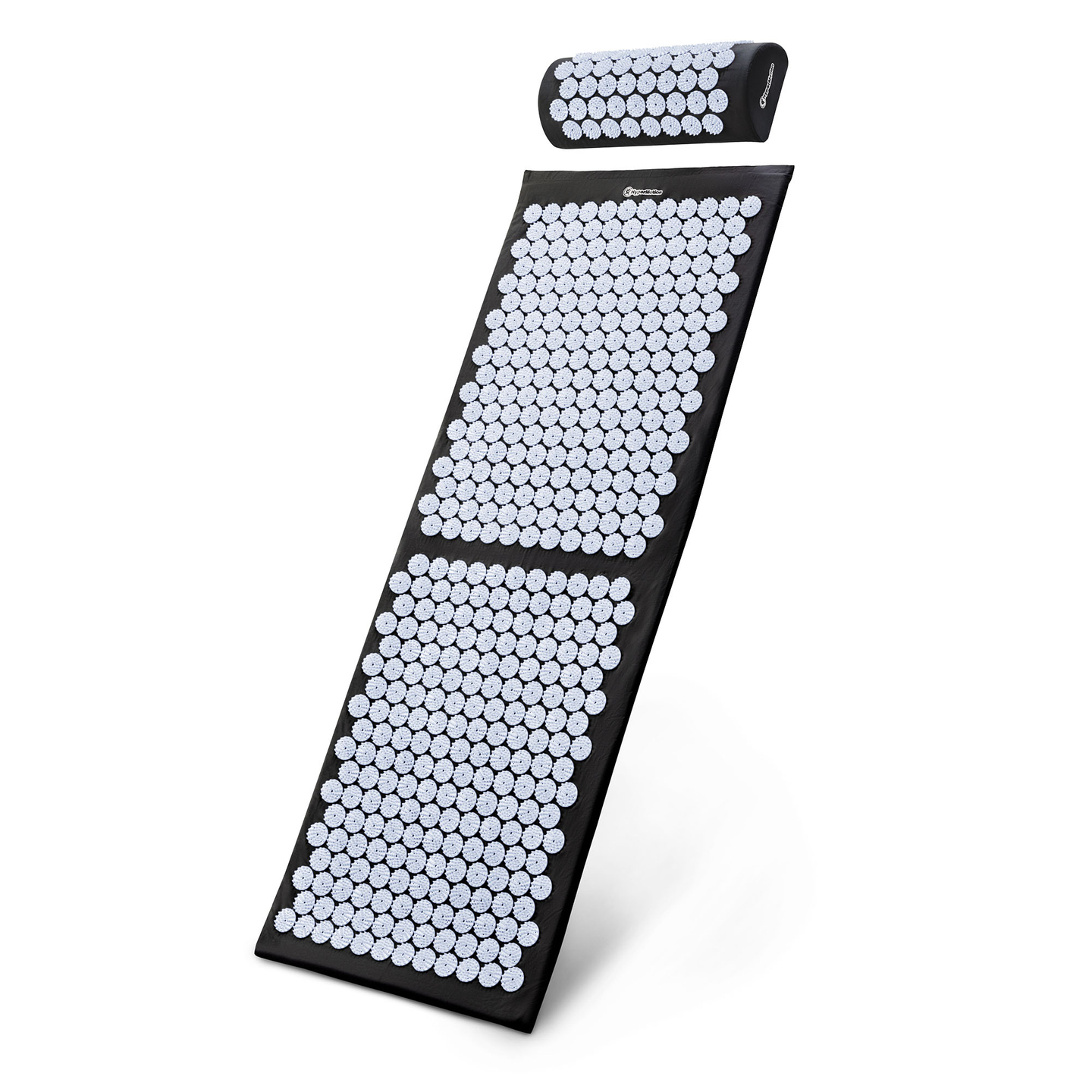 Tapete de acupressão grande com almofada e capa - 130 cm HyperMotion preto e branco