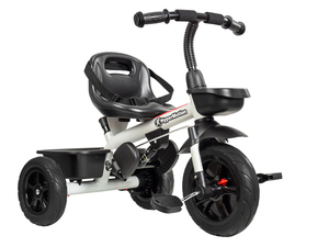 Triciclo HyperMotion TOBI VECTOR - rodas permanentemente infladas + empurrador. Cor: cinza claro.