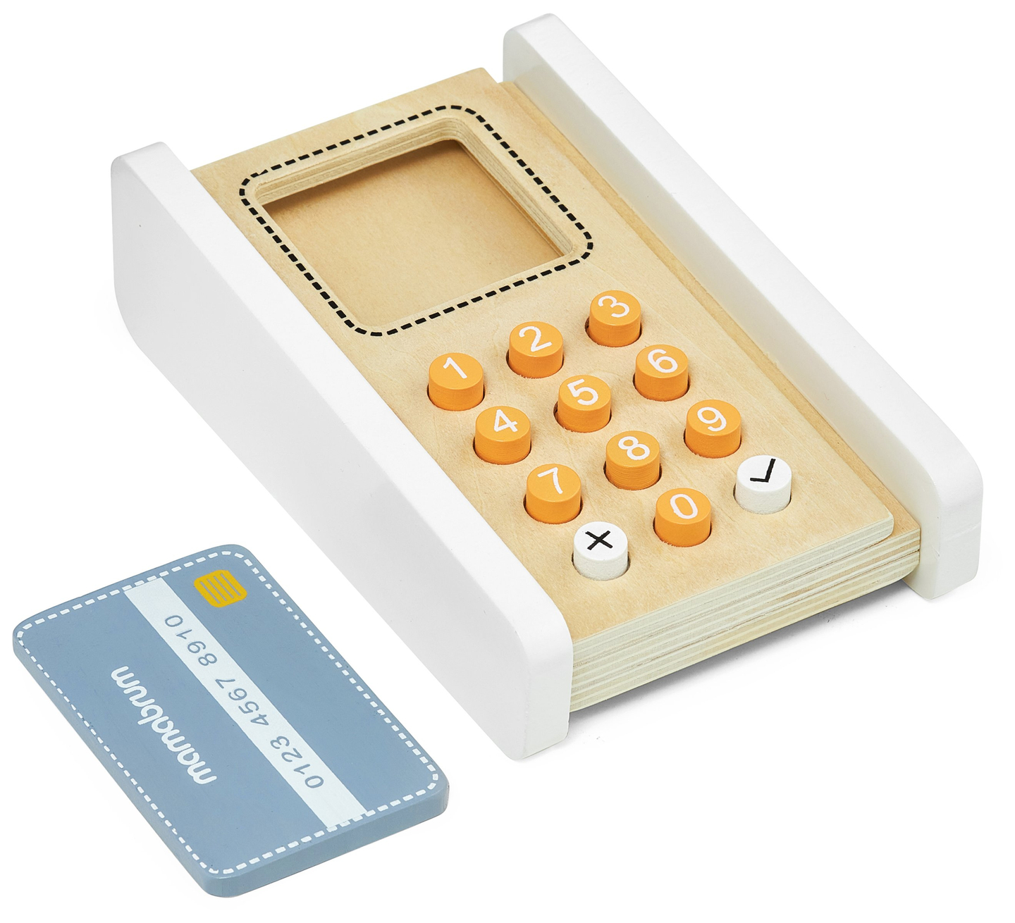 Minimercado - loja com balança, terminal, cartão de pagamento e fruta