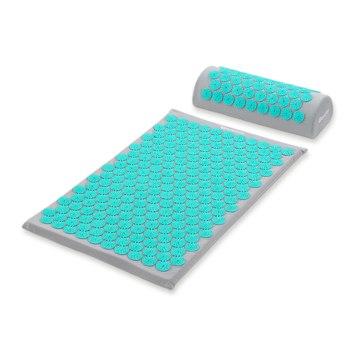Tapete de acupressão com almofada e capa - 72 cm HyperMotion cinza-menta