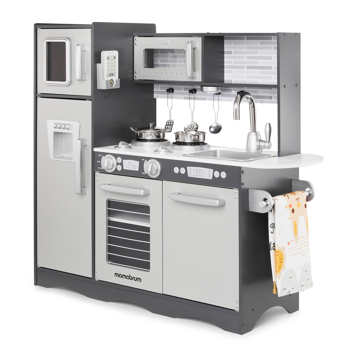 Cozinha XXL em madeira com iluminação LED, avental e acessórios