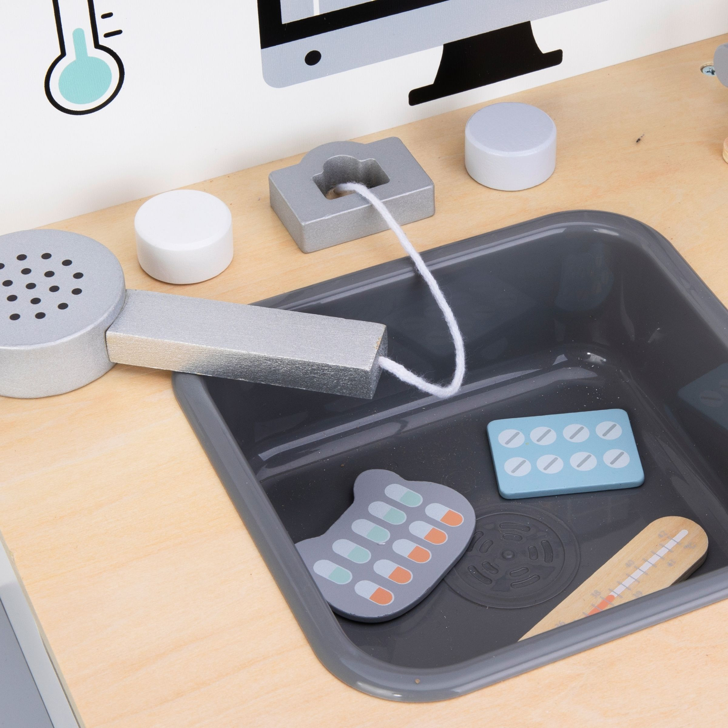 Hospital de animais - conjunto de madeira