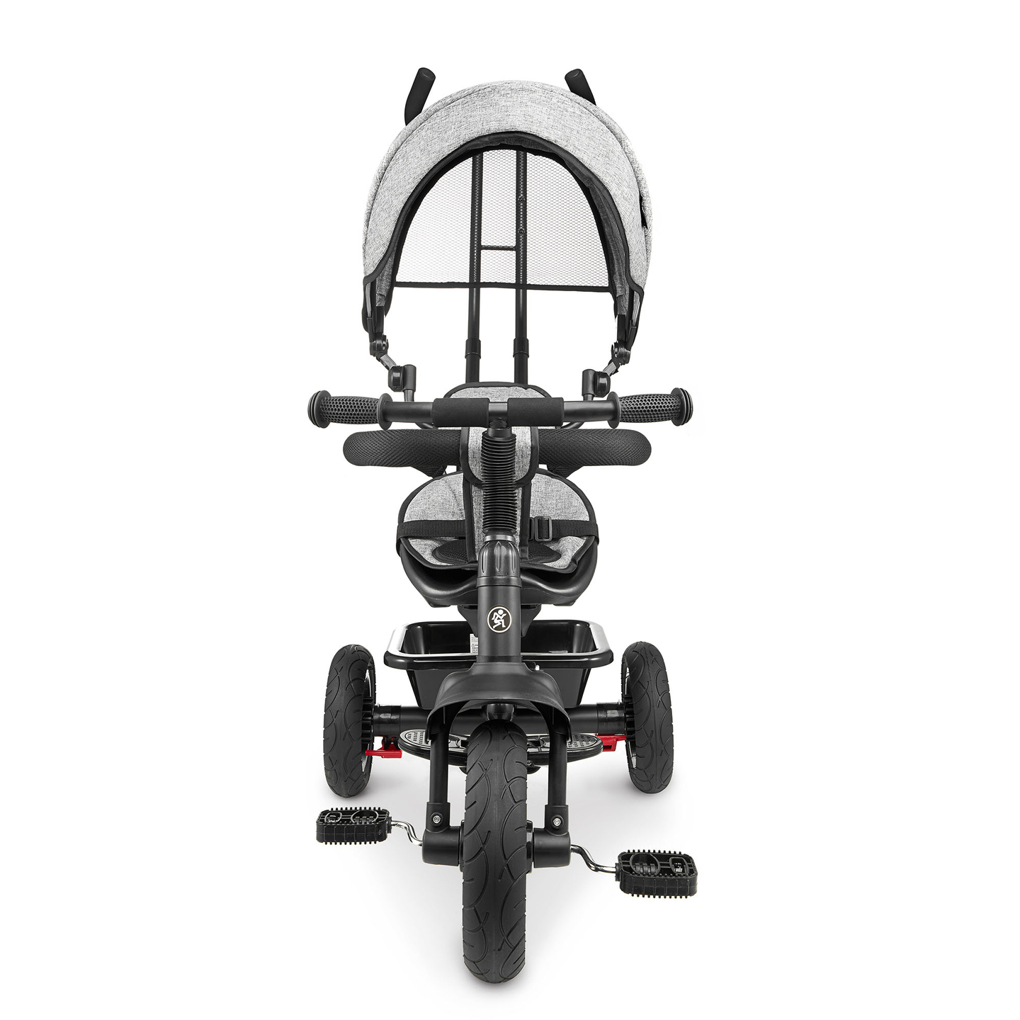 Triciclo para crianças de 1 a 4 anos - TOBI FREY - cor cinza - giratório - rodas infláveis + empurrador