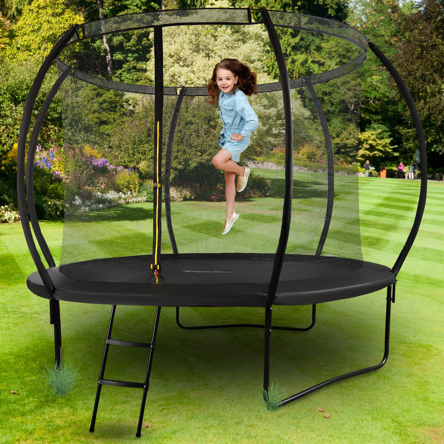 Trampolim de jardim XL infantil HyperMotion - 305 cm 10FT - com escada e rede interna - para casa e jardim