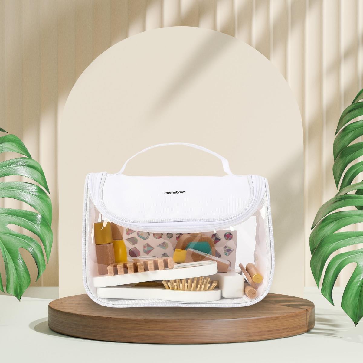 Conjunto de maquilhagem para crianças - bolsa de maquilhagem + acessórios de madeira, 15 peças