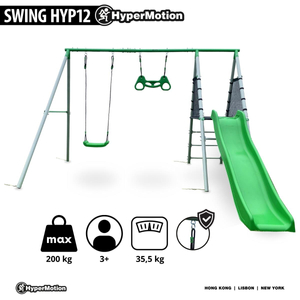 Parque infantil XXL para crianças com baloiço, trapézio de ginástica e escorregador