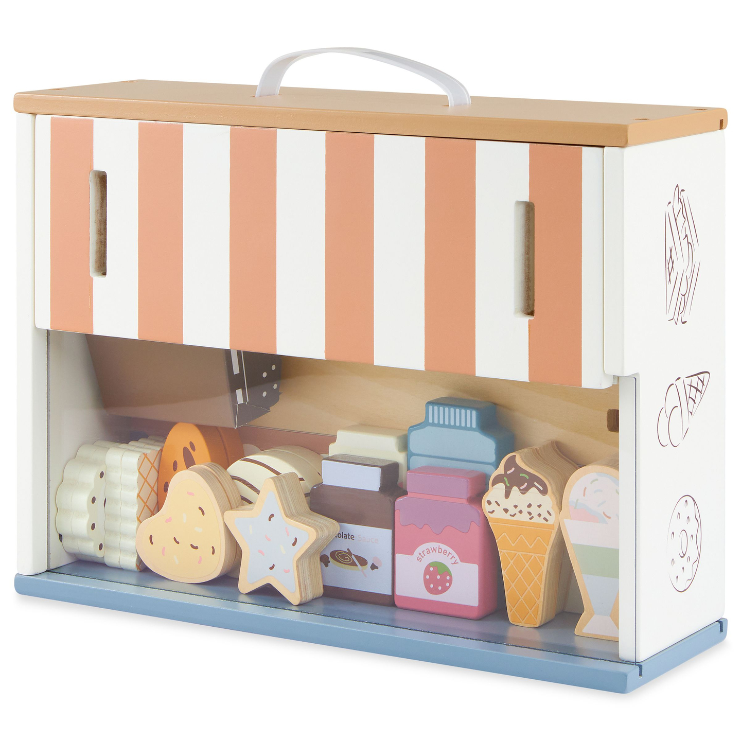 Loja dobrável de madeira - café, confeitaria com acessórios