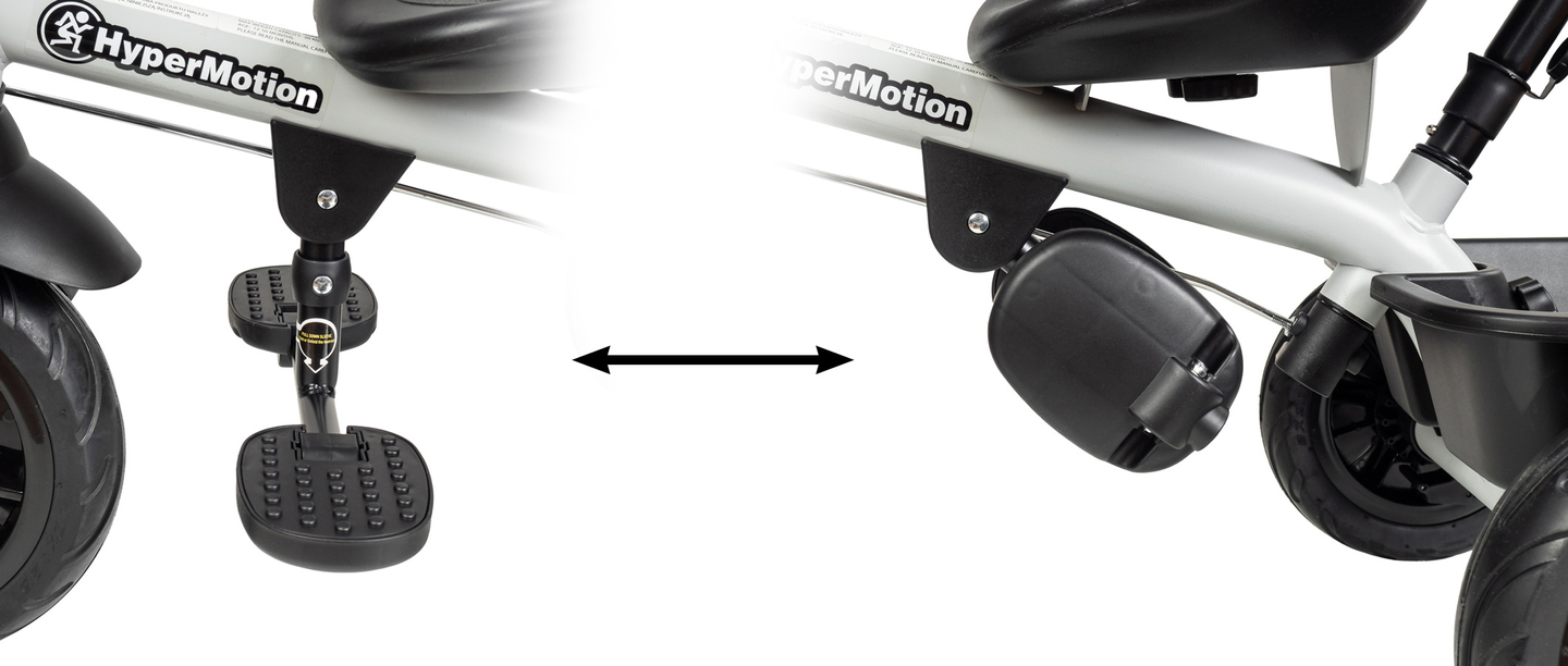 Triciclo HyperMotion TOBI VECTOR - rodas permanentemente infladas + empurrador. Cor: cinza claro.