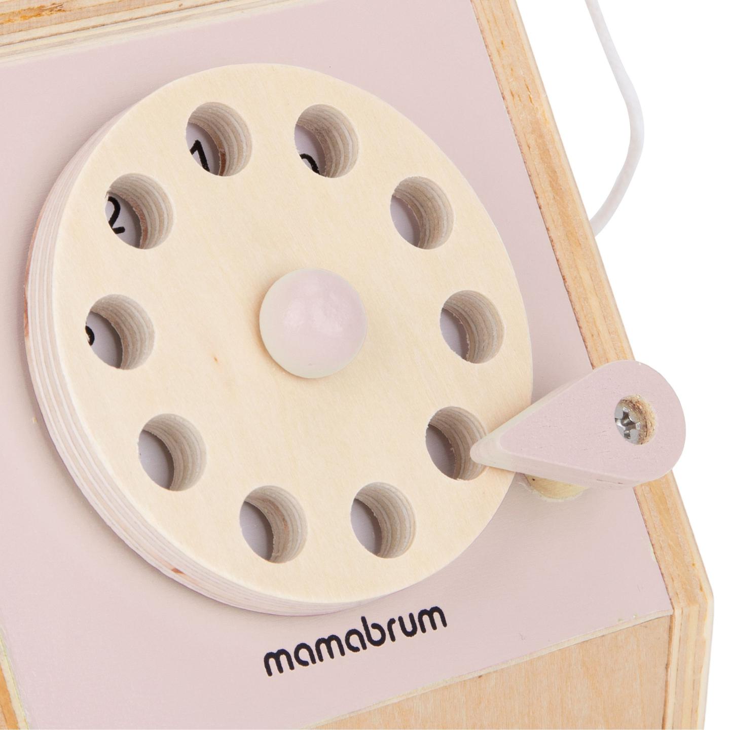 Telefone retrô de madeira - rosa pastel