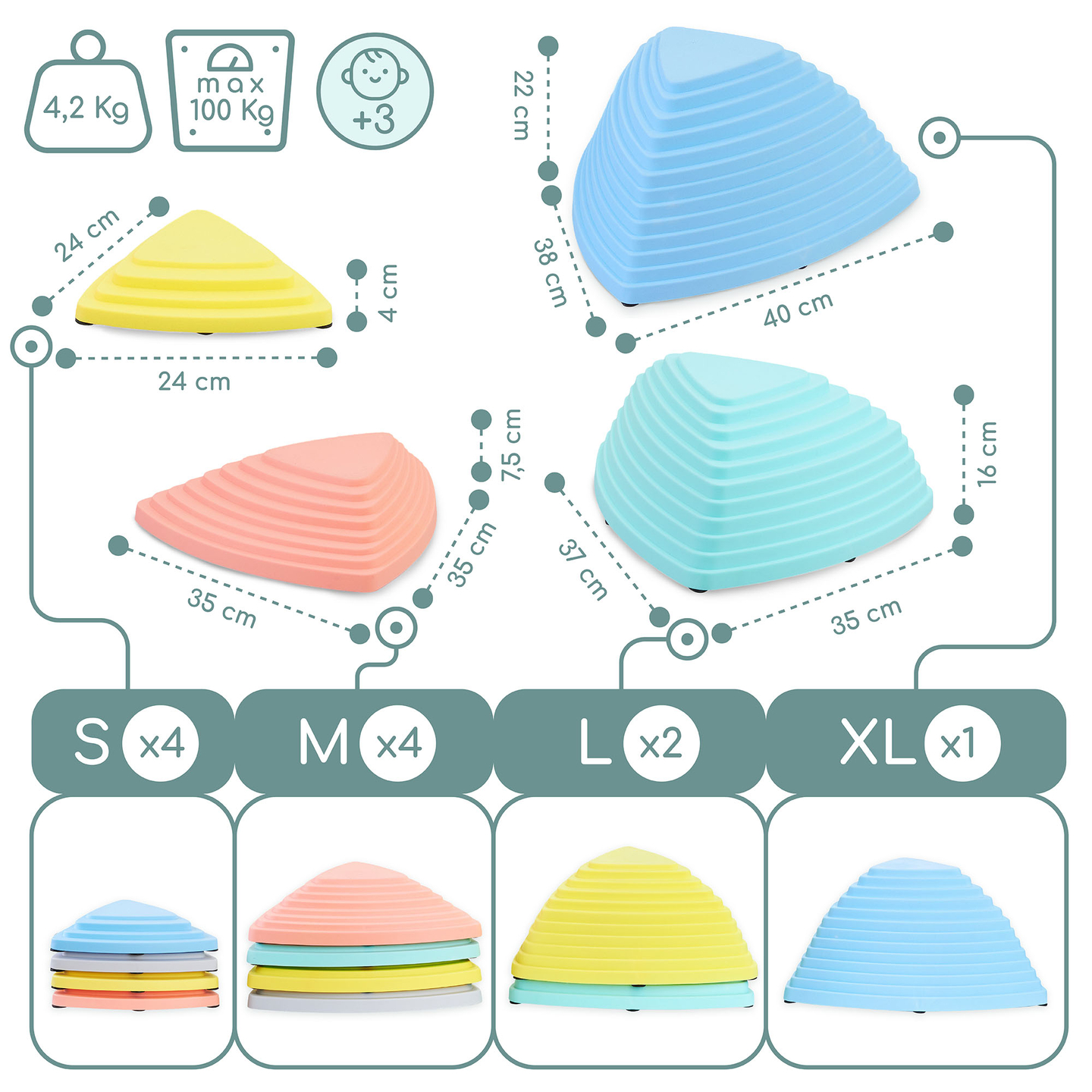 Pedras de equilíbrio coloridas - 11 peças