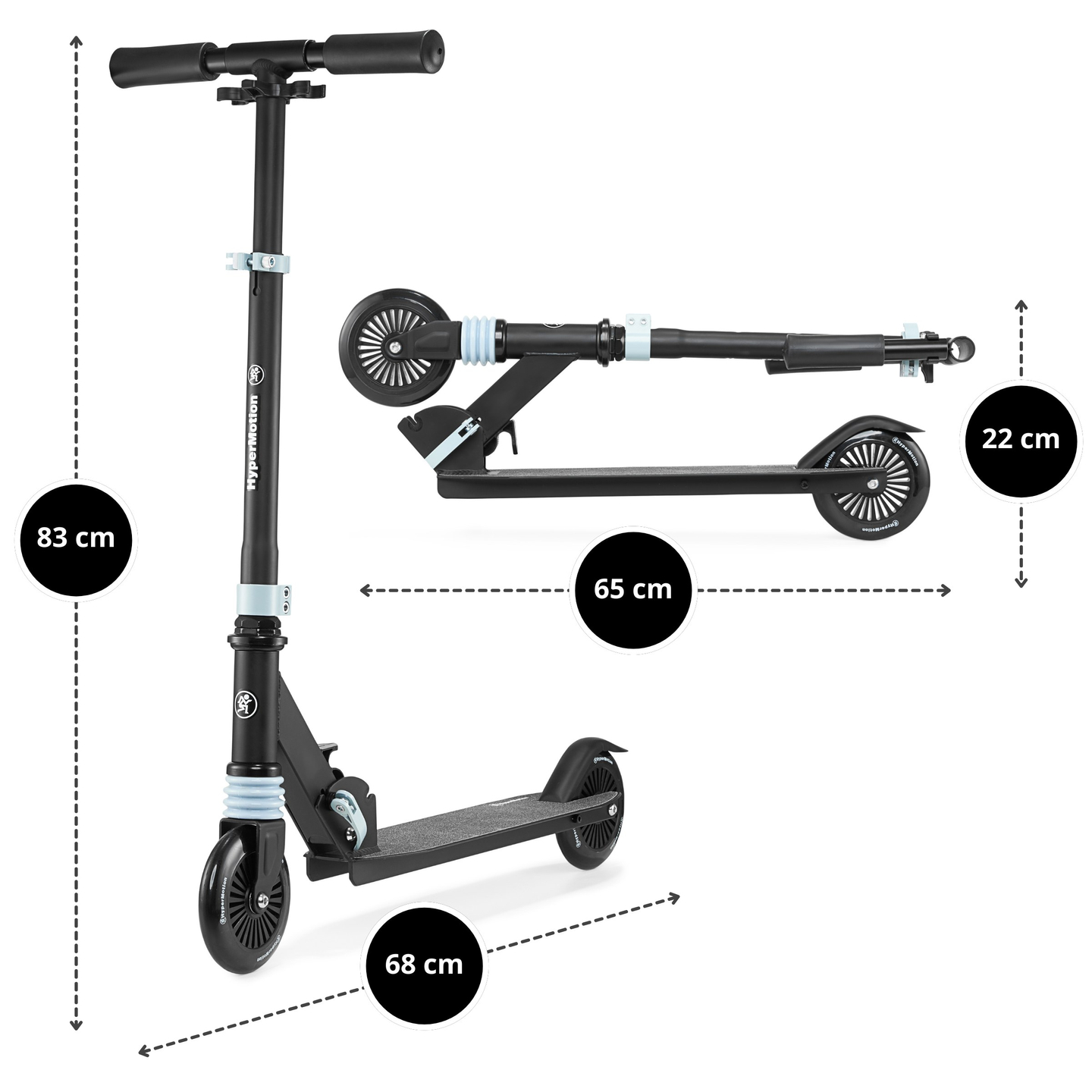 Scooter de duas rodas com amortecedor WALLY 4-9 anos da HyperMotion, preto e verde