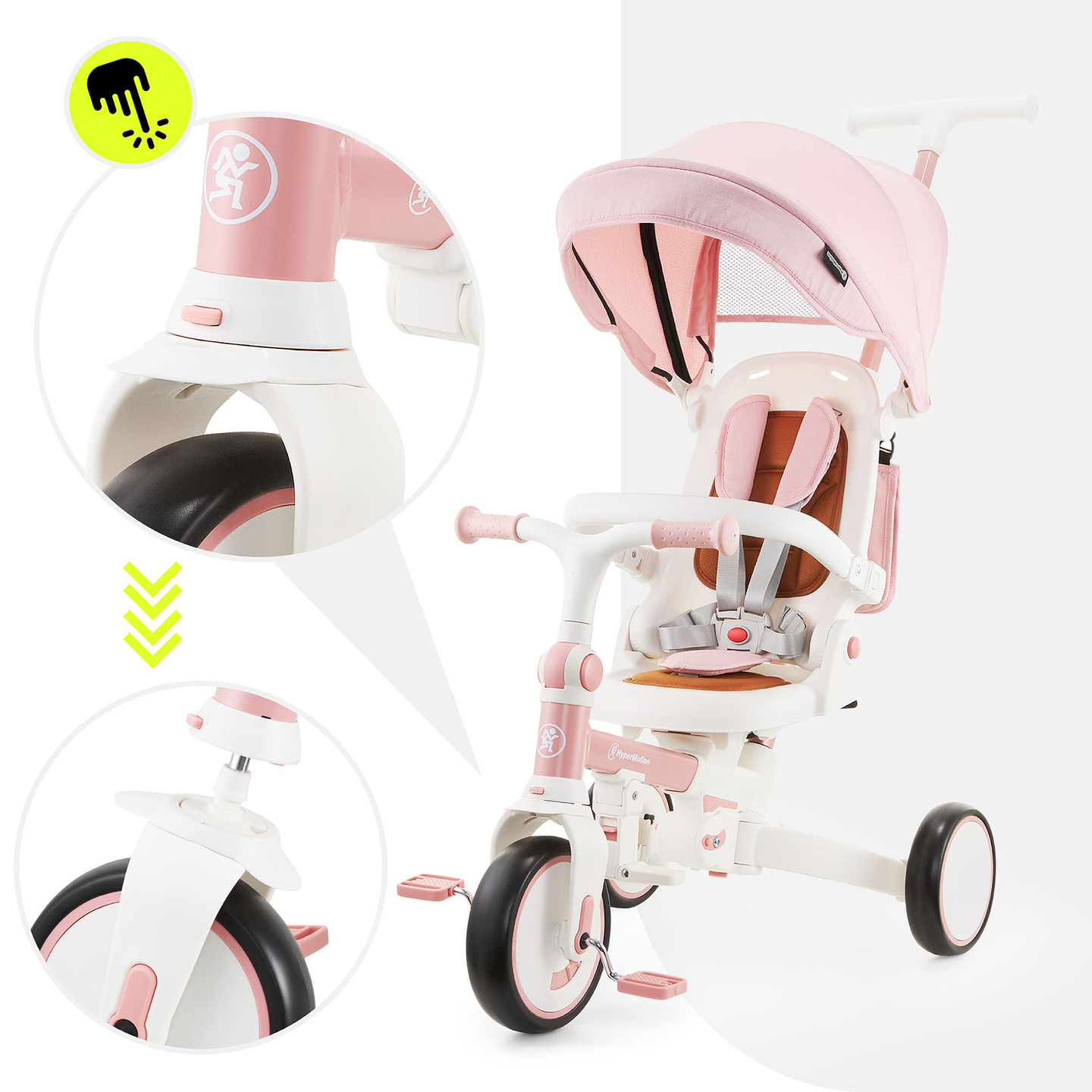 Triciclo multifunções 8em1 TOBI FOREST - cor-de-rosa