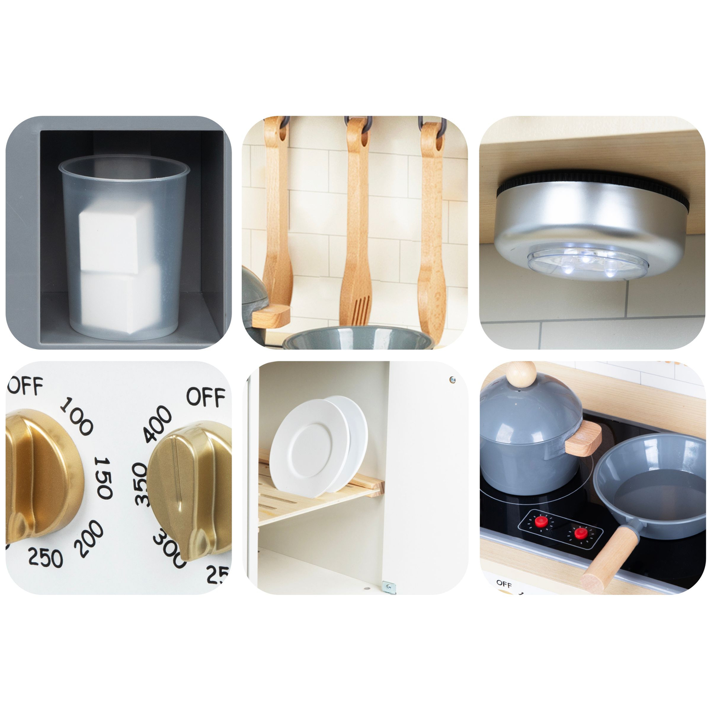 Cozinha interativa XXL de madeira com acessórios e iluminação LED - dois níveis