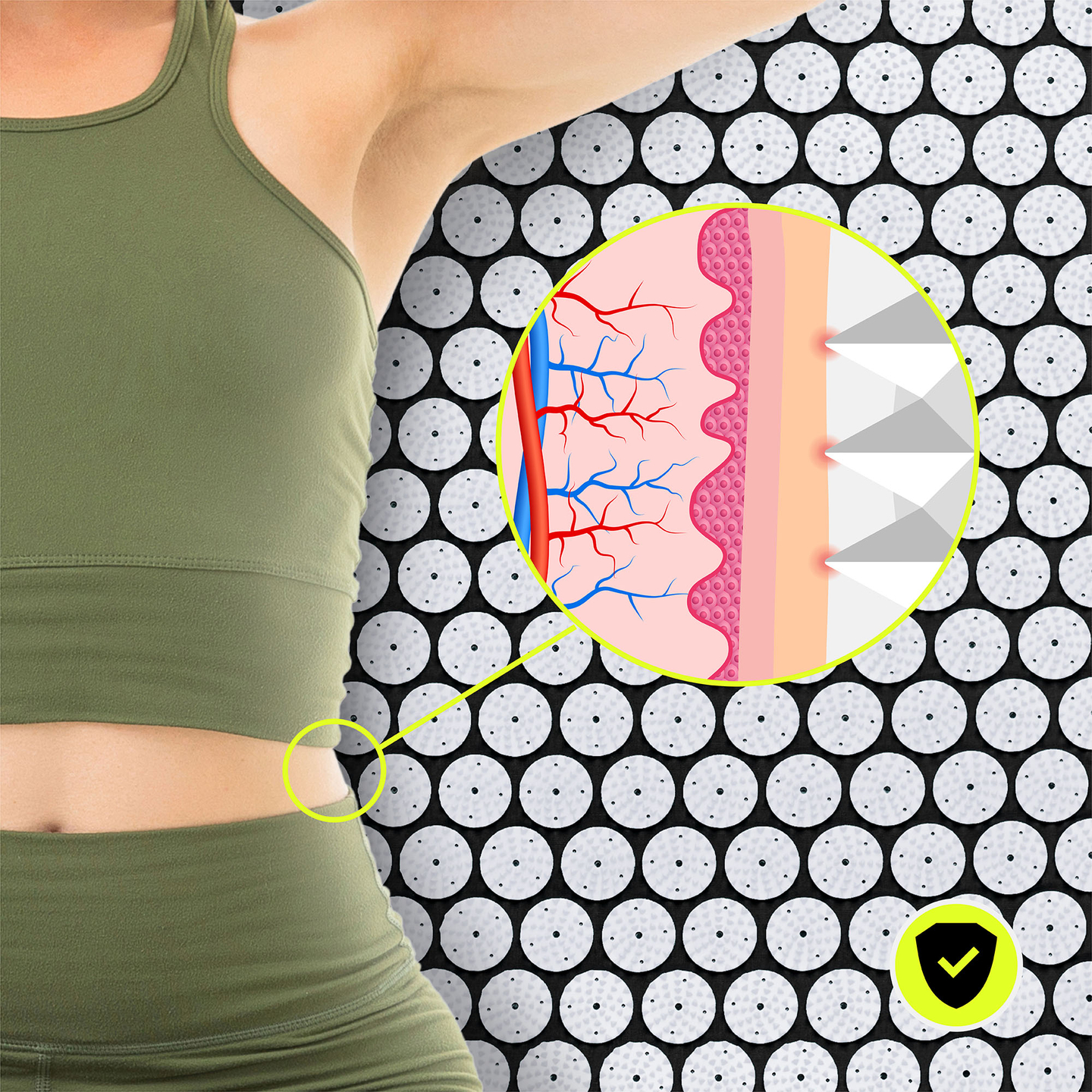 Tapete de acupressão com almofada e capa - 72 cm HyperMotion preto e branco