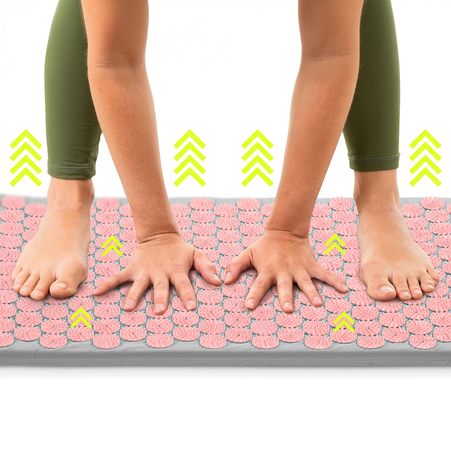 Tapete de acupressão com almofada e capa - 72 cm HyperMotion cinza e rosa