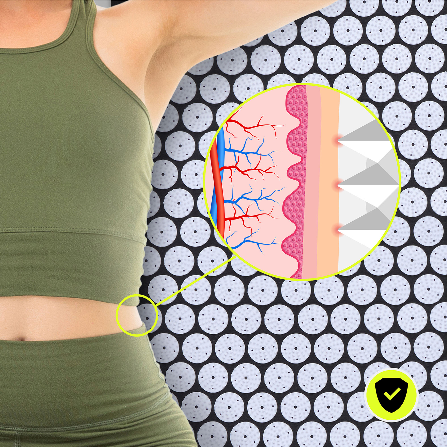 Tapete de acupressão grande com almofada e capa - 130 cm HyperMotion preto e branco