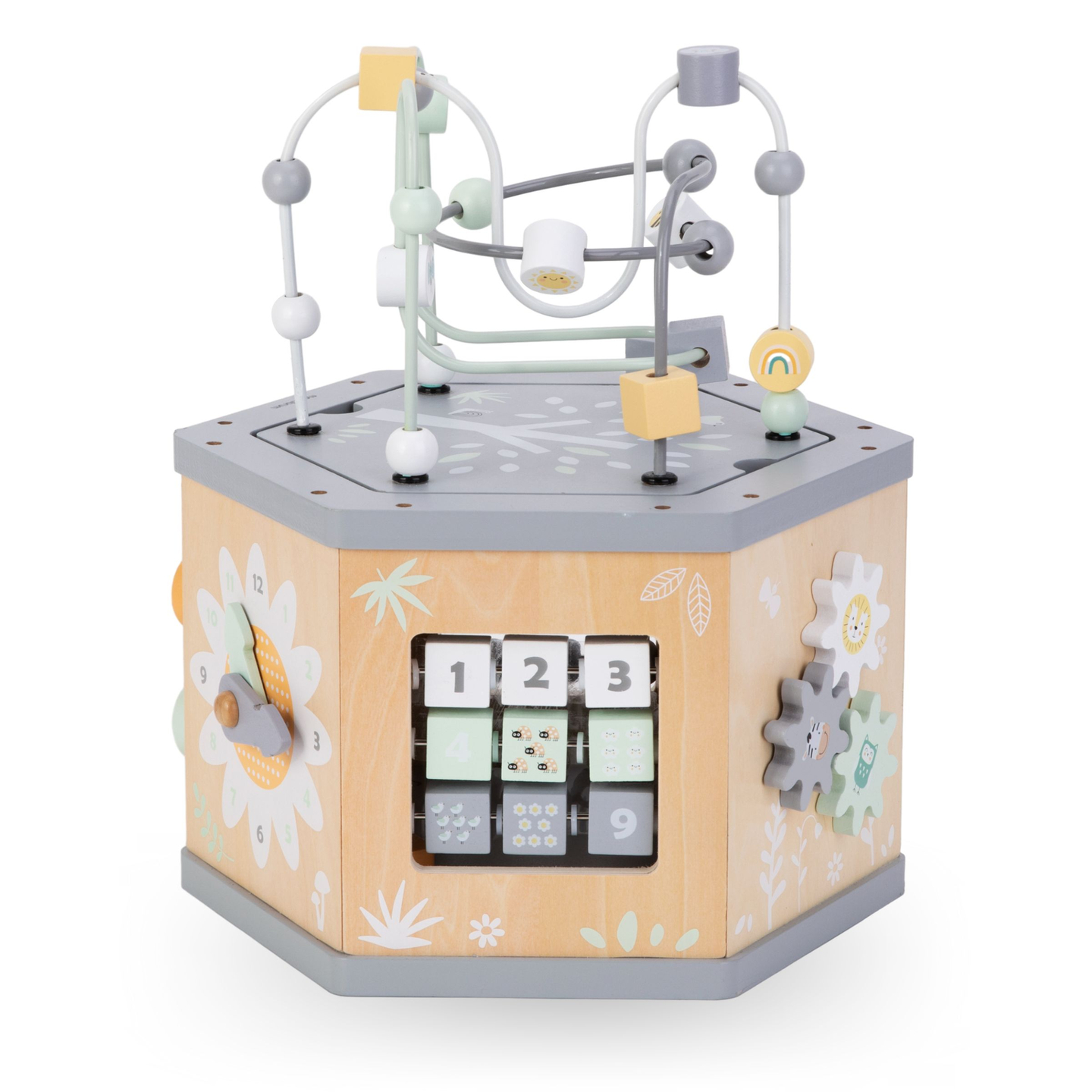 Cubo educacional interativo de madeira 7 em 1 - motor loop