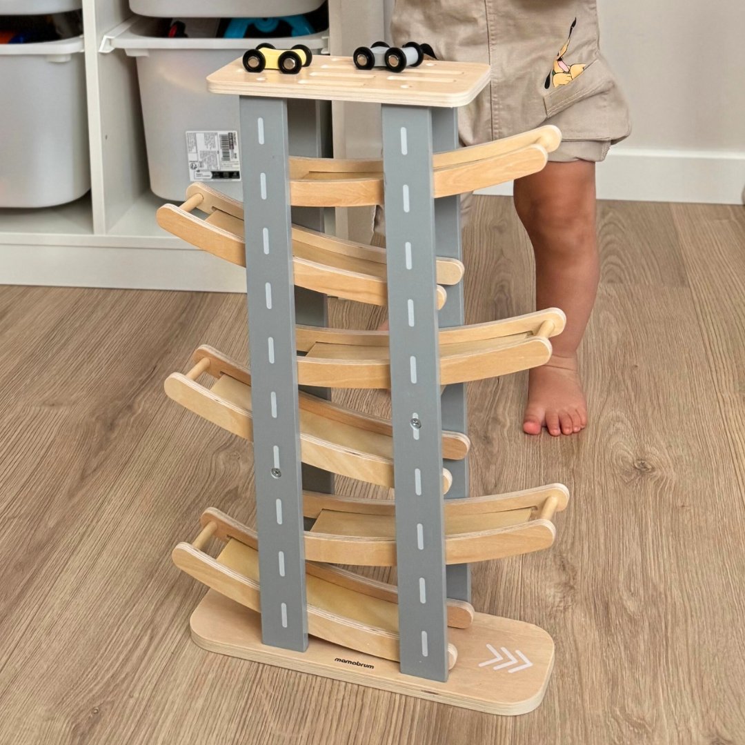 Pista de madeira - escorregador para carros - 6 andares