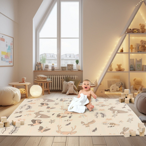 Tapete de espuma dobrável dupla face 180 x 120 x 1cm - Magic Forest/Autumn Streets - boho