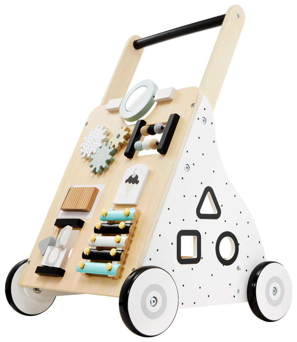 Andador / empurrador educacional de madeira para crianças - prancha de manipulação