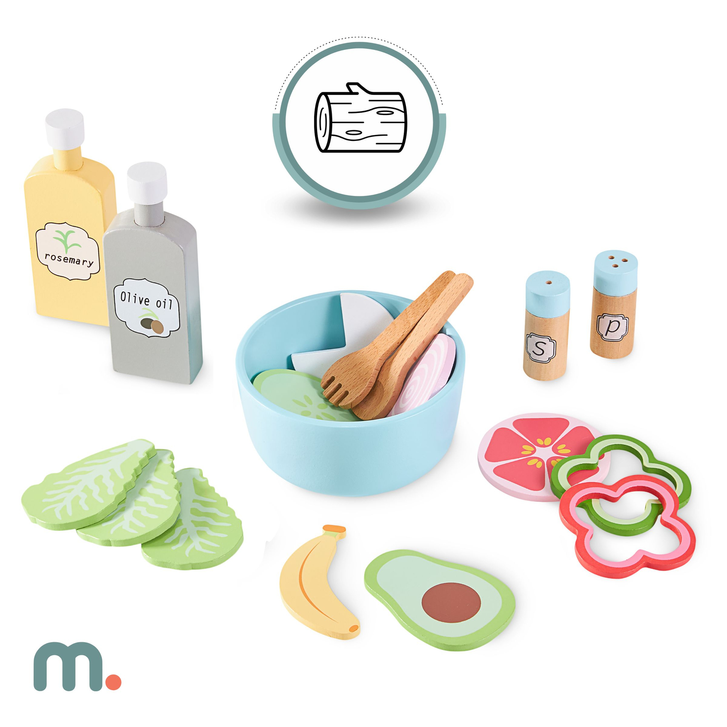 XXXXL grande cozinha interactiva de madeira com iluminação LED, máquina de lavar roupa, micro-ondas, máquina de café e conjunto de frutas e legumes - 50 elementos