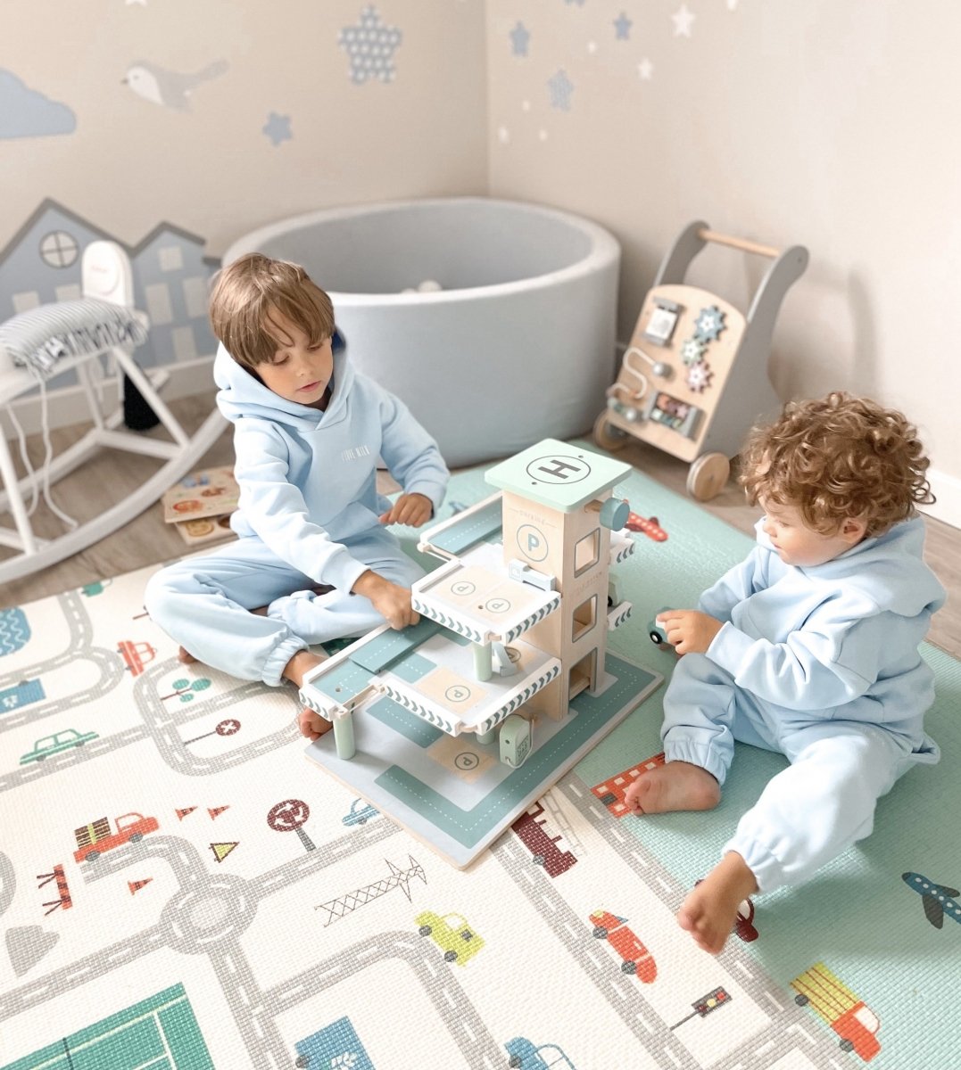 Tapete de espuma XXL dupla face - rolo de 2 CM (estrada e ziguezagues)