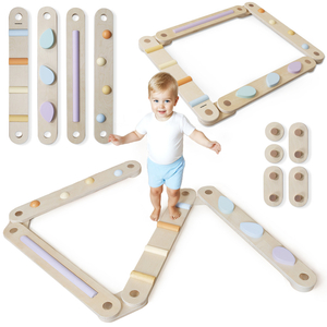 Grande percurso sensorial em madeira - pista de equilíbrio - 9 elementos