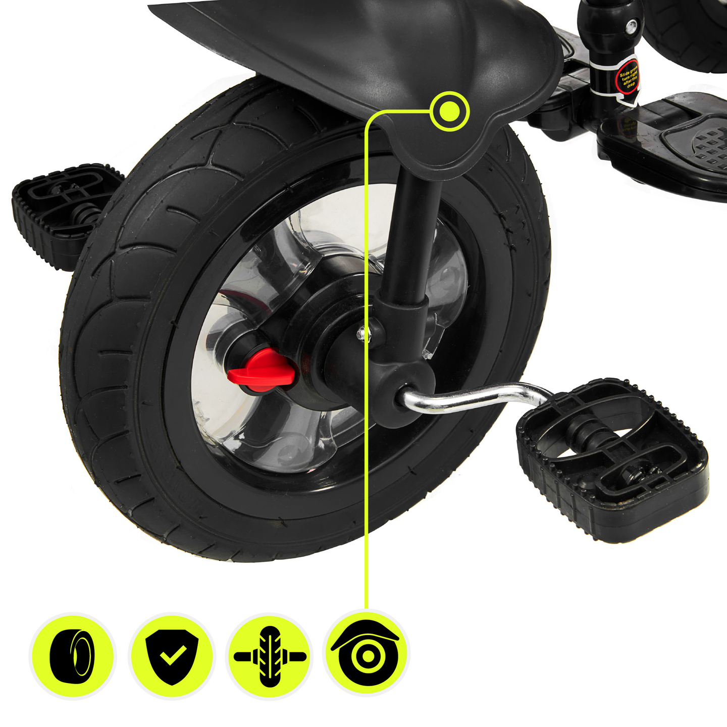 Triciclo para crianças de 1 a 4 anos - TOBI FREY - rosa - giratório - rodas infláveis + empurrador