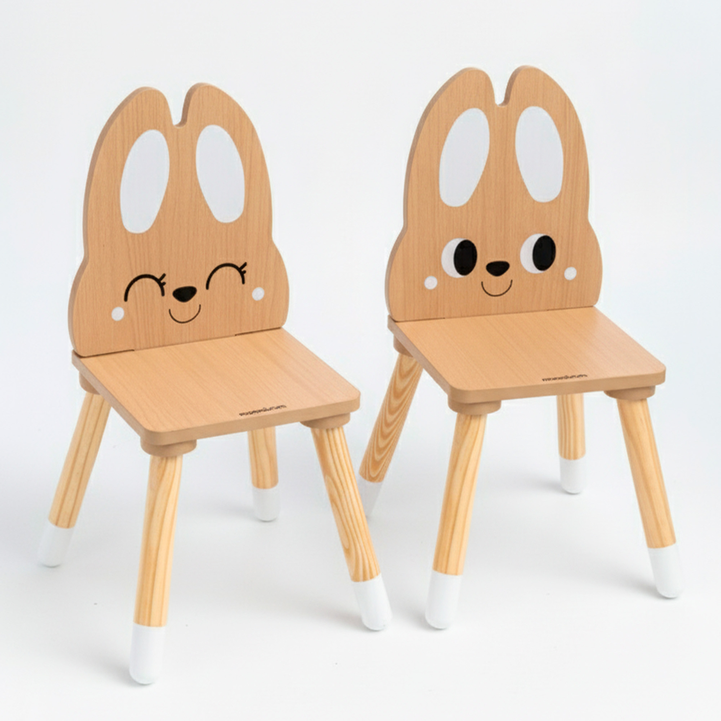 Mesa de madeira com arrumação e 2 cadeiras Conjunto infantil - Cute Rabbit
