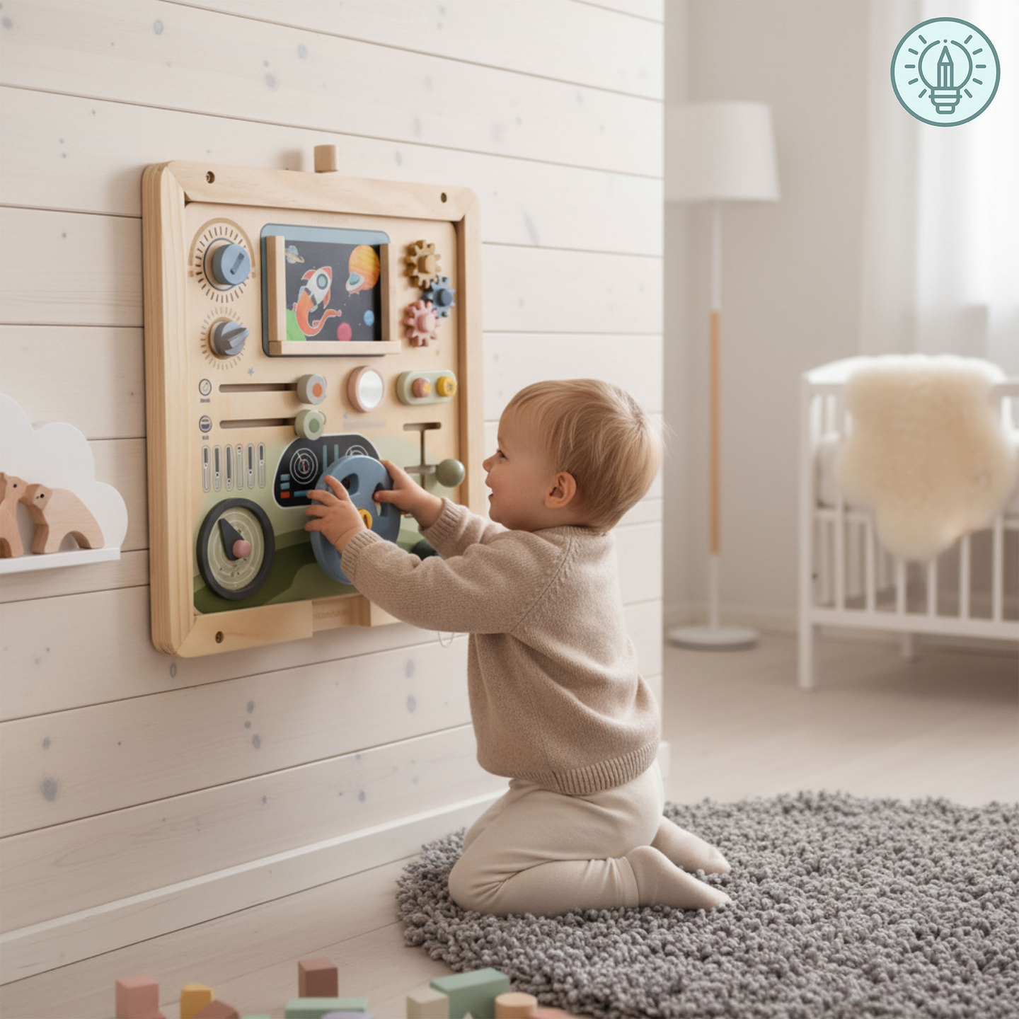 Moldura de madeira para parede - para montagem de quadros educativos Mamabrum