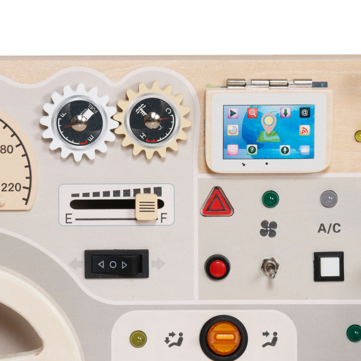 Tabuleiro de madeira Montessori para crianças pequenas - painel de instrumentos do carro