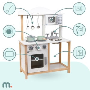 Cozinha infantil em madeira com micro-ondas