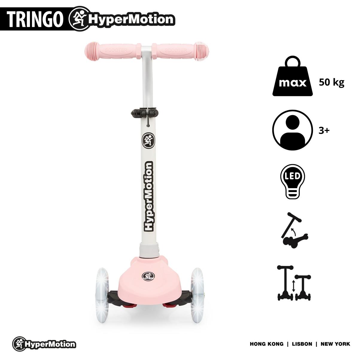 Scooter de equilíbrio de três rodas TRINGO, 3-8 anos - rosa + rodas LED brilhantes