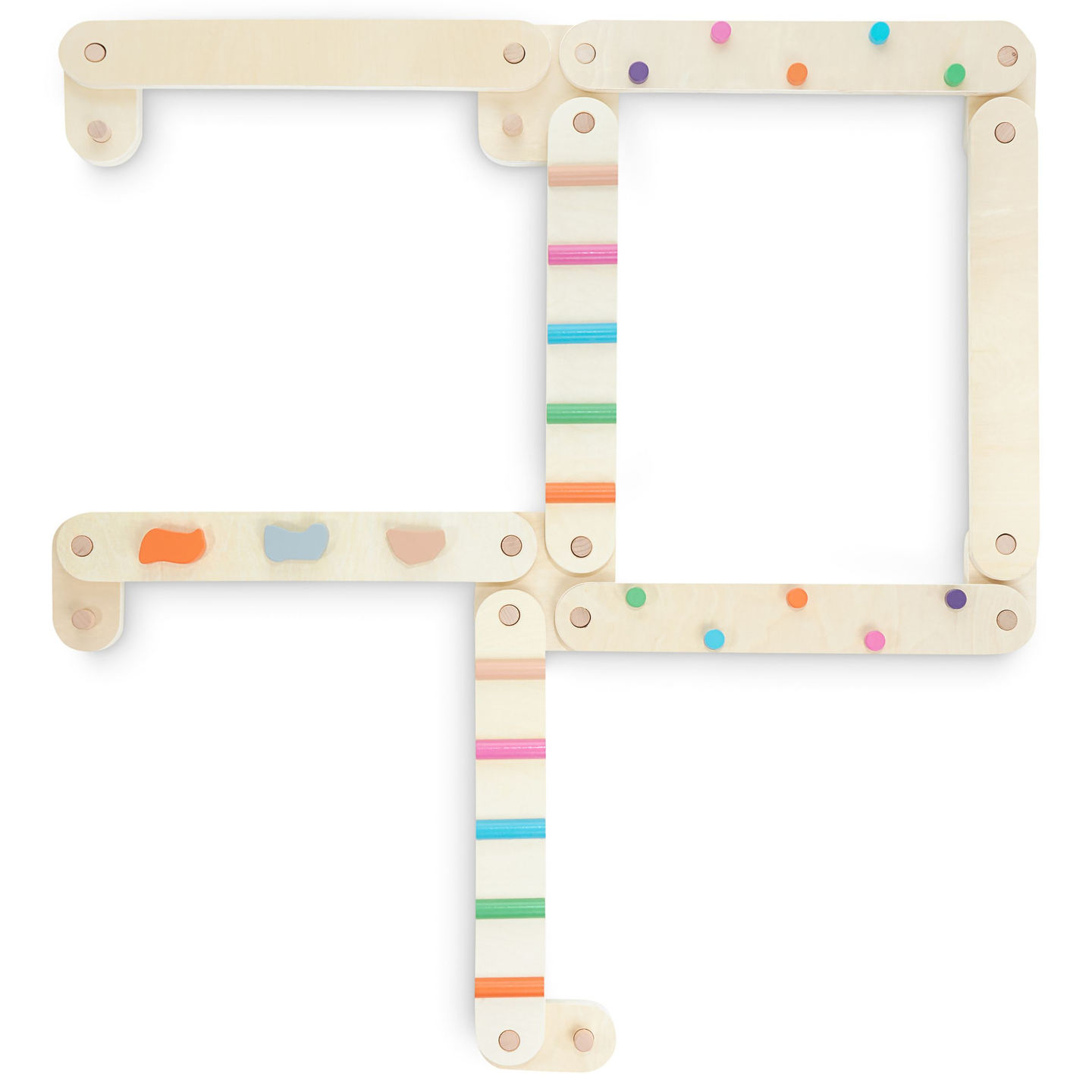 Pista de equilíbrio em madeira - caminho sensorial - 14 elementos