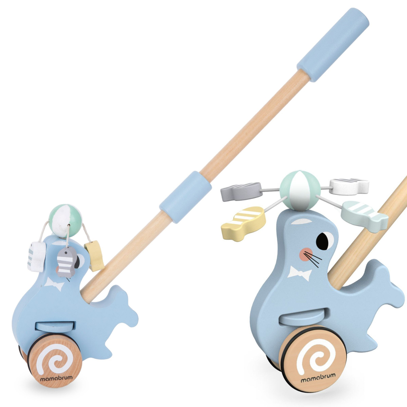 Selo de madeira com bastão para empurrar - empurrador