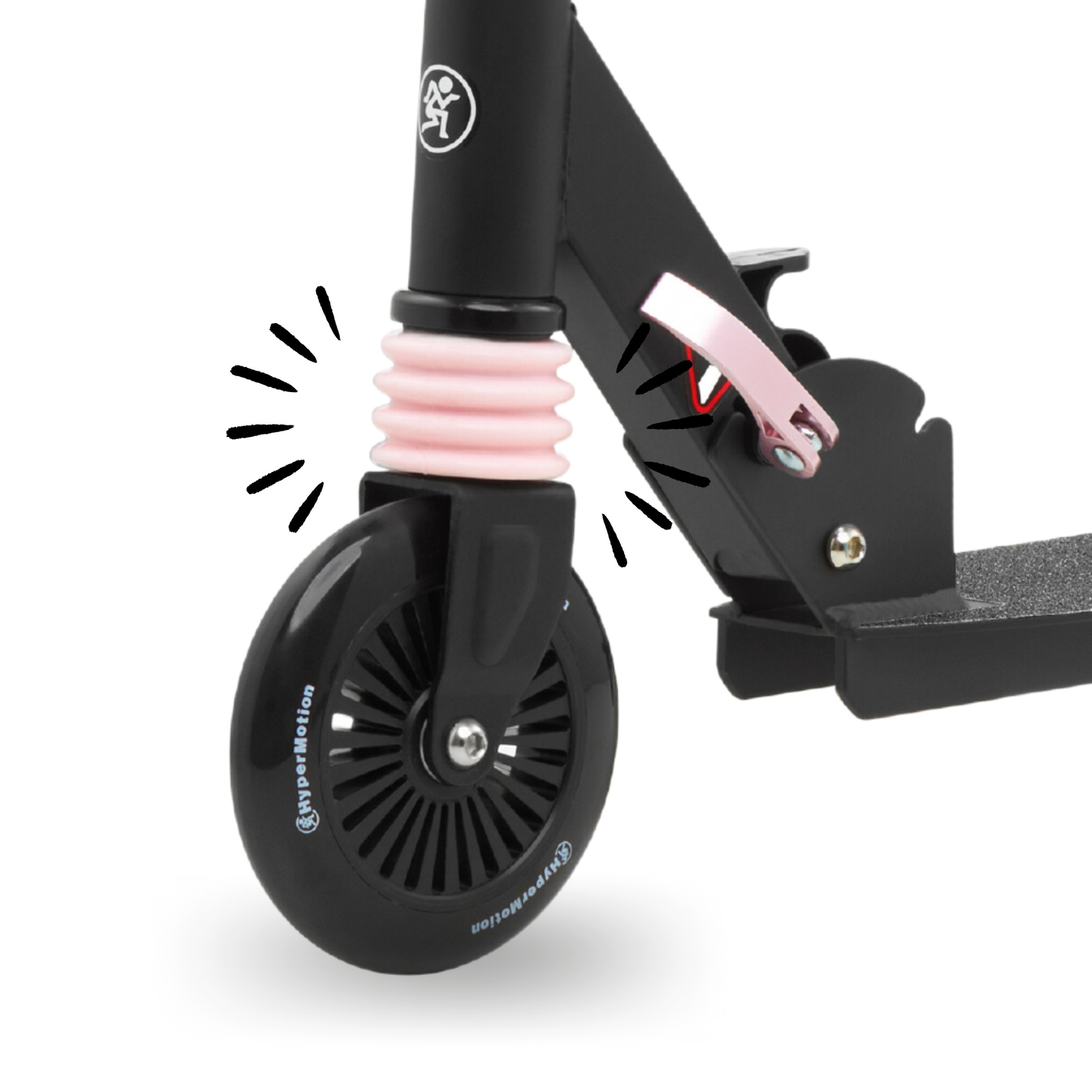 Scooter de duas rodas com amortecedor WALLY 4-9 anos da HyperMotion, preto e rosa