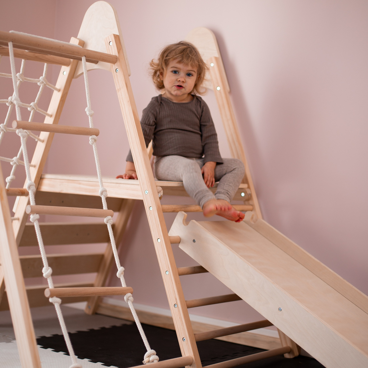 Parque infantil doméstico em madeira XL 5em1