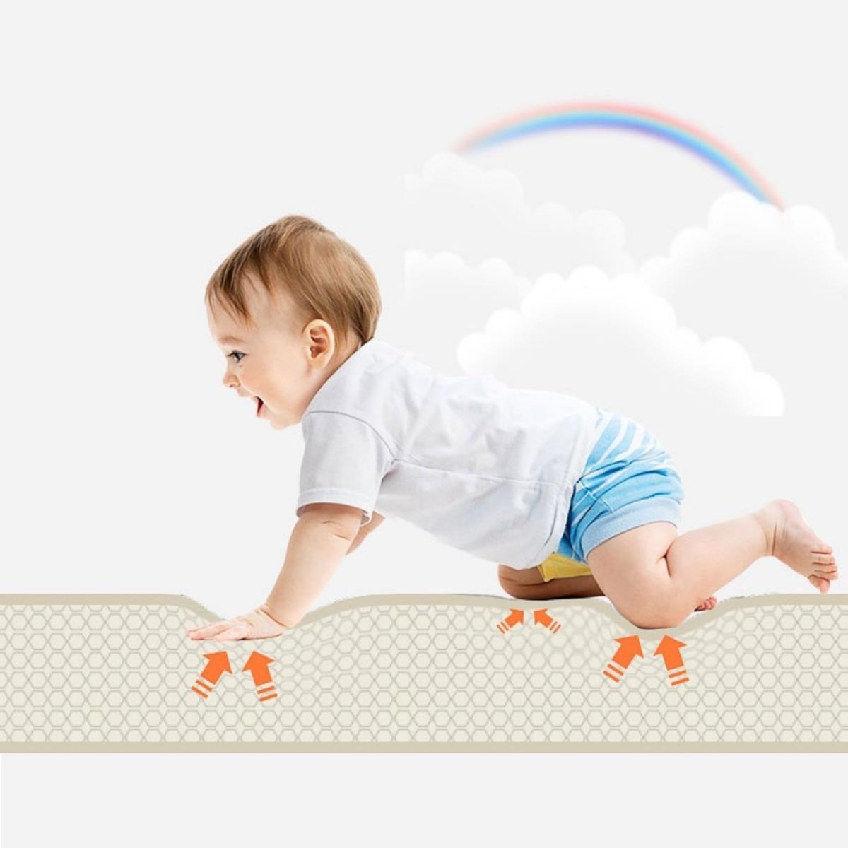 Tapete de espuma dobrável de dupla face 180 x 120 x 1cm - Charming Town/Sand Beige