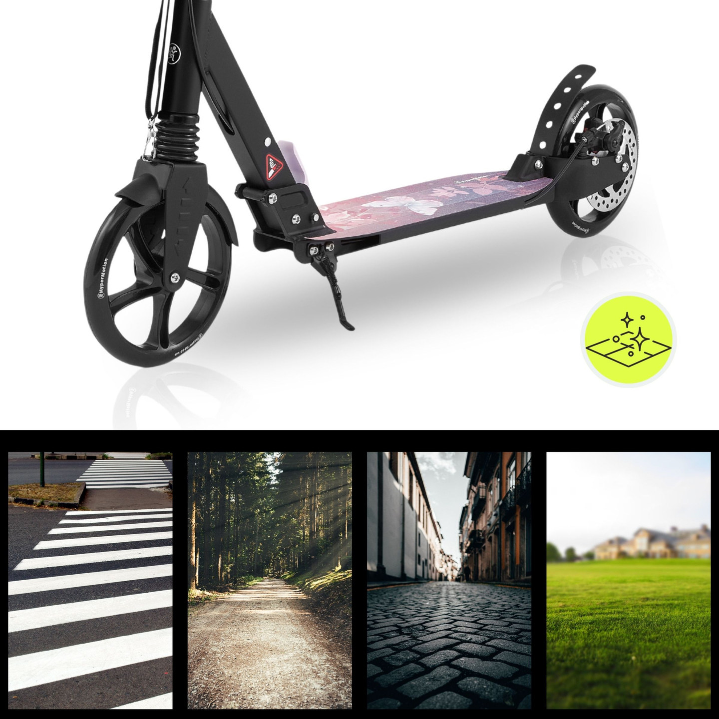 Trotinete de duas rodas para jovens adultos - com amortecedor - HyperMotion Skyline - cor-de-rosa, alumínio - 100kg