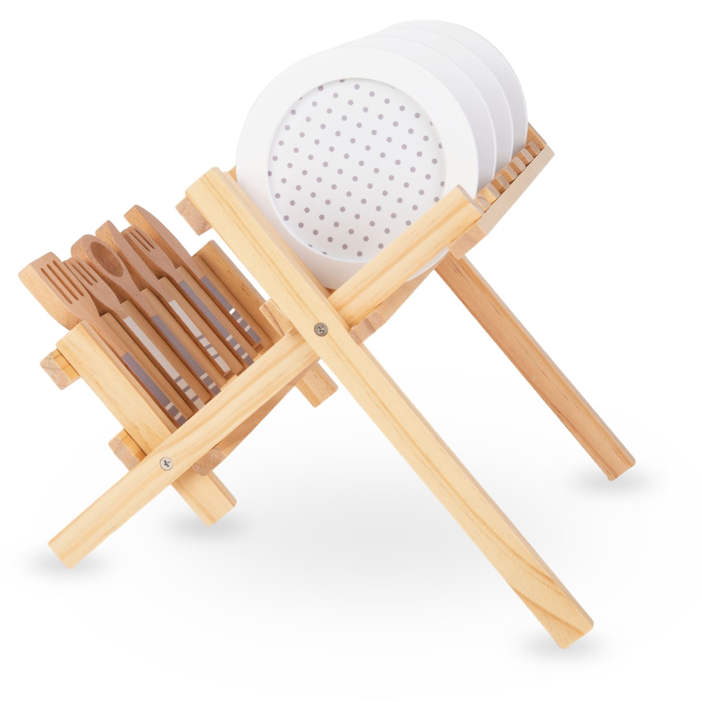 Acessórios de cozinha de madeira com secador de louça - conjunto infantil