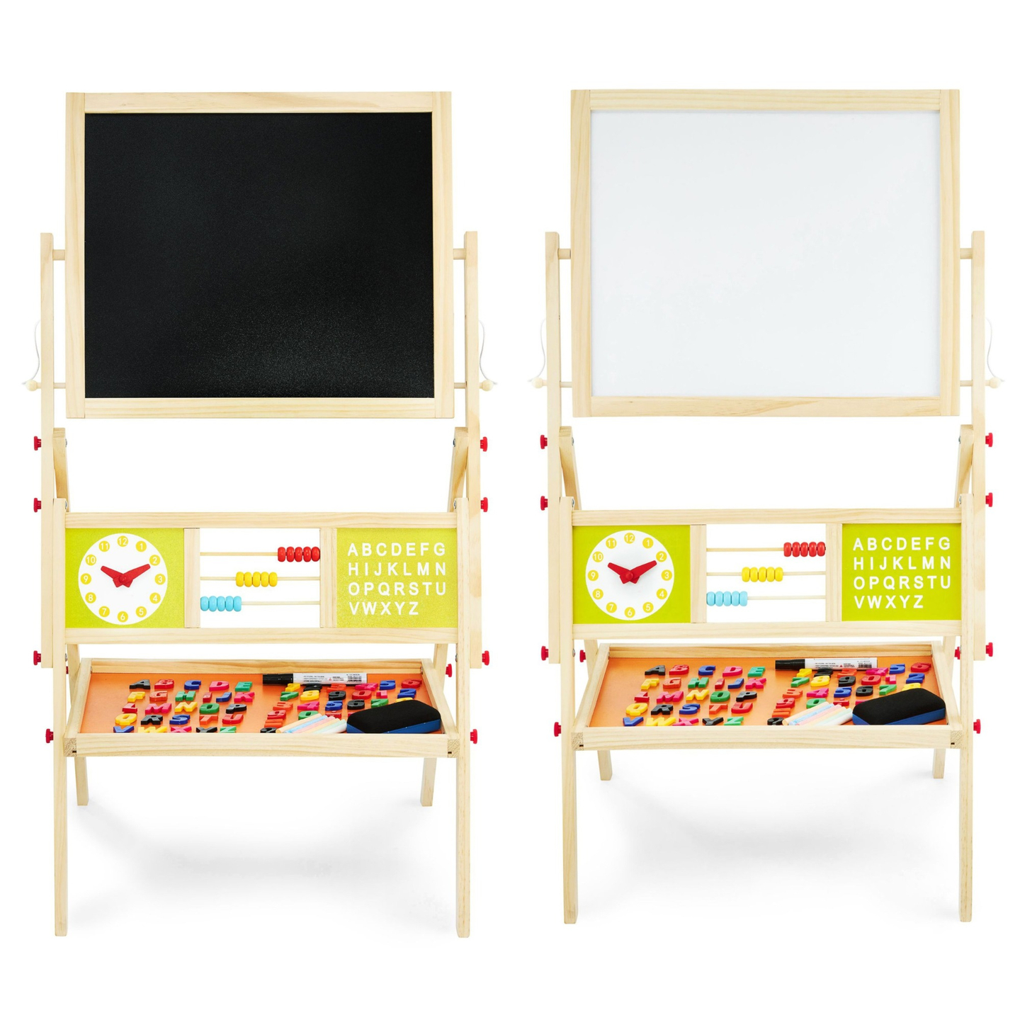 Grande quadro educativo de duas faces: magnético e quadro de giz - quadro de apagar a seco, de madeira